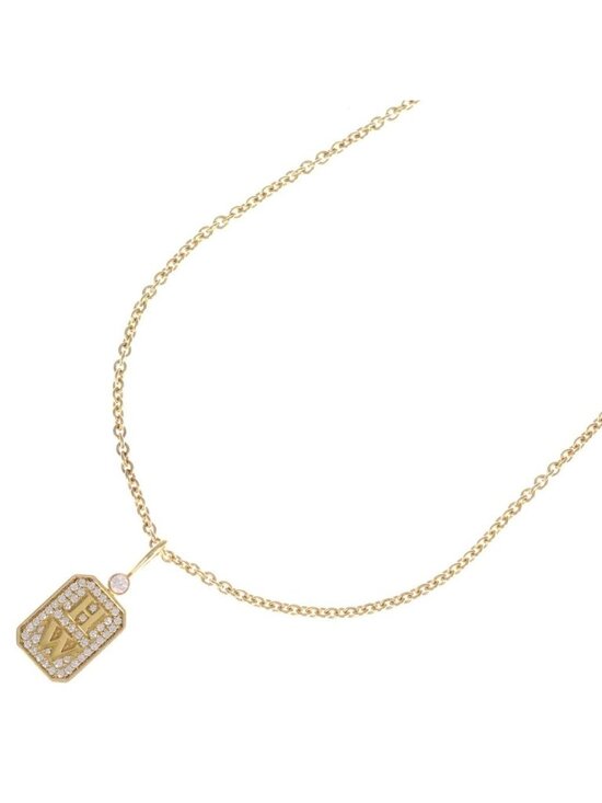 Harry Winston Jewelry - Harry Winston HW Logo Charm Necklace Pave Diamond YG Yellow Gold Cmdyrdpalog